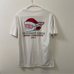 Vineyard vines Santa whale merry Christmas t shirt white small